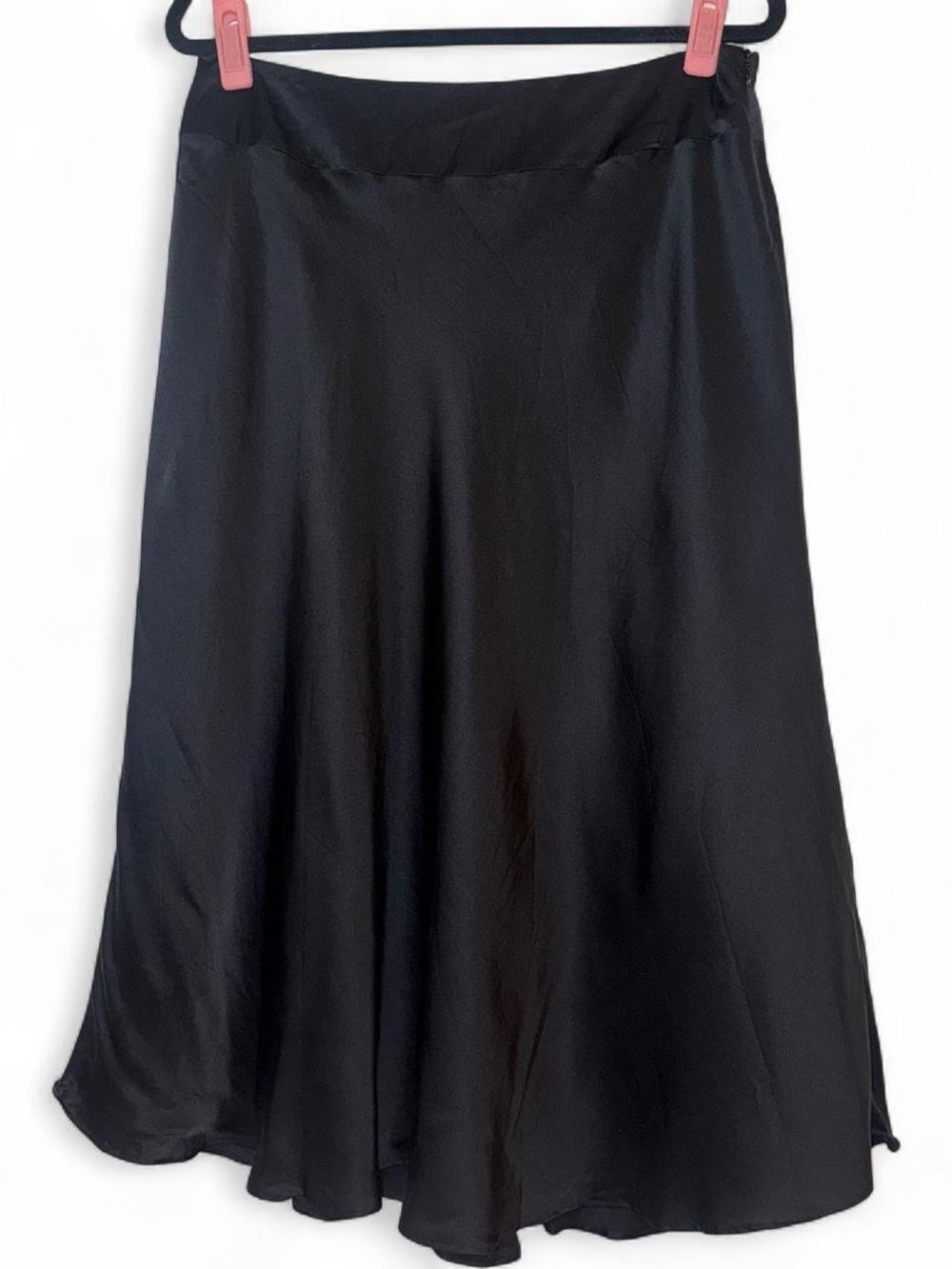 VTG ICE Black 100% silk midi skirt y2k Trendy Clean girl 90’s minimalist Large